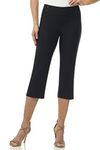 Rekucci Women's Ease into Comfort Capri with Button Detail (10, Black)