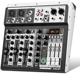 4 Channel Audio Interfacer DJ Mixer Sound Board 16-Bit DSP Effect USB Audio Mixer Effects +48V Phantom Bluetooth for Karaoke Studio Streaming Recording,Live Streaming