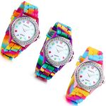 Lancardo Women's Quartz Watch Rhinestone Rainbow Color Silicon Jelly Fun Play Colorful Casual Dress Wrist Watches Birthday Christmas, Pack of 3, Modern