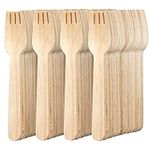 MATANA 100% Natural Bamboo Wooden Forks 5.5" Inch/ 14cm (200 Pack) Compostable Cutlery, Biodegradable Utensils for Party, Catering & Takeaway