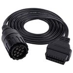 Qiilu Motorcycle Diagnostic Cable, 10pin Male to OBDII 16pin Female OBD2 Diagnostic Cable, OBD Diagnostic Extension Cable for ICOM D Module Cable