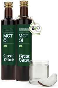 GreatVita Bio MCT Öl auf Kokosölbasis 2x 500 ml | 60% Caprylsäure (C8) & 40% Caprinsäure (C10) Fettsäuren | 100% reines MCT Oil geschmacksneutral - Zuckerfrei, GVO-frei