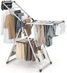 Giantex Clothes Drying Rack, 2-Layer Folding Laundry Drying Rack w/ 5-Level Adjustable Height, 21 Drying Rails, 10 Side Clips, 4 Shoe Holders, Collapsible Laundry Hanger for Clothing and Towels