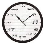 eCraftIndia Round Shape Plastic Math Equations Analog Designer Wall Clock for Home, Living Room, Bedroom, Office, School, Classroom Decor - Ideal Gift for Math Lovers, Teachers, Students, Children