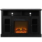 Ameriwood Home Chicago Electric Fireplace TV Console for TVs up to a 50", Black Oak