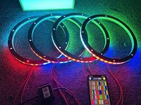 NA 4PCS 10" Car LED Speaker Ring Lights Decorative Light Kit Dream Color Chasing Flow Series Spacer Ring Light Bluetooth App Controlled