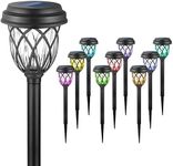 EXCMARK 10 Pack Color Changing Solar Lights Outdoor Decorative for Garden Pathway Walkway, Solar Outdoor Decorations for Patio Garden Christmas.