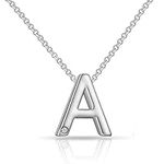 Philip Jones Initial Necklace Letter A Created with Zircondia® Crystals