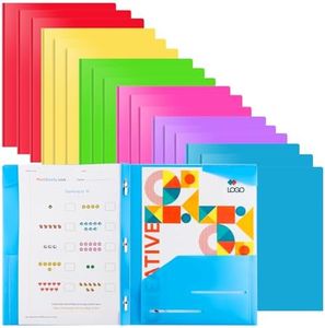 Briartw 18 Pack Colors File Folder,Heavy Duty Plastic Pocket Folder with Prongs for Letter Size Paper,2 Pockets and 3 Prongs,As Well As 2 Card Slots,for Office and School Staff or Students
