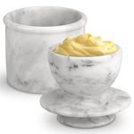 Butter Crock with Lid, Soft Spreadable Butter Keeper, Marble French Butter Keeper to Leave On Counter, Butter Dish, Home Decor for Countertop (White Grey, Large)