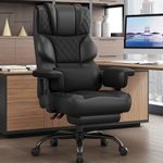 Vonesse Big and Tall Office Chair, Gaming Chair with Soft Adjustable Armrests, Ergonomic High Back Desk Chair with Lumbar Support, Executive Computer Chairs with Footrest (PU Leather, Black)
