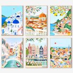 6 Packs Paint by Number for Adults,Scenery-Cityscape DIY Acrylic Oil Painting Paint by Numbers Kits on Canvas,Adults Paint by Numbers Kits Drawing Paintwork for Home Decor