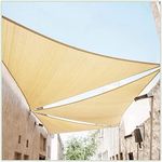 ColourTree 10' x 10' x 10' Beige Sun Shade Sail Triangle CTSLT10 - Canopy Fabric Mesh UV Block UPF50 & Commercial Heavy Duty & 190 GSM - 3 Years Warranty