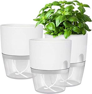 iDattel Potager Jardiniere Interieur-Pot à Herbes-pour Rebord de fenêtre - avec système d'arrosage Automatique-pour la Cuisine-Plante interieur-18,2 x 11 x 15,3 cm-Blanc,Lot de 3