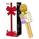 Fede Microphone for Kids Adults, Wireless Bluetooth Microphone with Flashing Colorful LED Lights Portable Speaker Karaoke Machine, Home KTV Player Support Android & iOS Devices for Party Singing