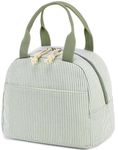 Bluboon Lunch Bag for Women Men Cute Corduroy Lunch Tote Bags Reusable Insulated Lunch Box Large Capacity Reusable Insulated Cooler for Work Picnic or Travel (Stripes green)