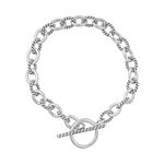 Designer Inspirations Boutique Alternating Twist (Small) Link & Oval Cable Link Bracelet With No Charm Tag & Toggle Clasp - 925 Sterling Silver - 8 Inch