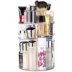 Rotating Makeup Organizer 360 Degree Adjustable Cosmetic Storage Makeup Spinning Holder Storage Rack with 7 Layers Large Capacity , Display Stand Box Perfect for Dresser Bedroom Bathroom (Transparent)