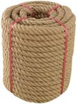 Ganggend Jute Rope (3/4 in X 100 ft), 19mm Thick Twisted Manila Rope Natural Heavy Duty Hemp Rope for Swing Bed Crafts, Railing, Tug of War, Landscaping, Gardening, Bundling, Hammock, Home Decorating