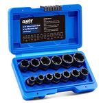 Orion Motor Tech Impact Nut and Bolt Extraction Tool Set, Rusted Damaged Stripped Nut and Bolt Remover Tool Kit, Nut Bolt Extractor Socket Set in 13 SAE and Metric Sizes for 3/8 Inch Drive with Case