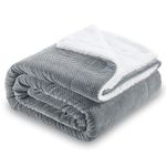 SOCHOW Waffle Sherpa Fleece Throw Blanket, Super Soft Fuzzy Warm, Lightweight Fluffy Reversible Plush Blanket for Bed Sofa Couch, 127cm×150cm Grey