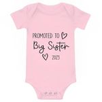 Promoted to Big Sister 2023 Baby Onesie Funny Newborn Creeper Novelty Sister Baby One-Piece Bodysuits Gift for Infant