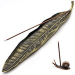 Incense Holder Set - Leaf and Snail Incense Burner,Incense Holders for Sticks Ash Catcher,Durable Zinc Alloy Materia,Modern Natural Design,Incense Ash Catcher Tray,Best for Meditation,Yoga,Home,Office