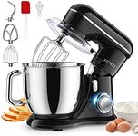 KICHOT Food Mixer, 10+P Speed 1300W Tilt-Head Stand Mixer for Baking, Electric Dough Mixer with Dough Hook, Whisk, Beater, 4.5L Bowl with Handle, Splash Guard - Dishwasher-Safe (Black)