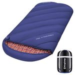 KingCamp XL Sleeping Bag for Adults 3-4 Season Large Wide Flannel Liner Single Warm Waterproof Lightweight for Camping Hiking Backpacking Outdoor with Compression Sack