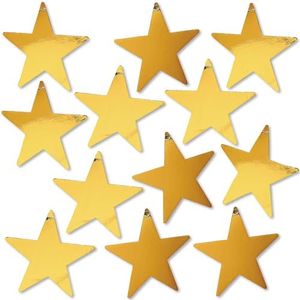 Fun Express 9" Gold Cardboard Star Decoration (12pc) for Party - Party Decor - Wall Decor - Cutouts - Party - VBS 2026 Vacation Bible School Supplies/Decor - 12 Pieces