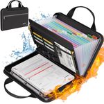 Tamfile Fireproof Accordion File Organizer with Handle, File Folder with 3 Ring Binder, 13 Pocket Expanding File Folder with Zipper & Labels, Multi Pockets Paper Organizer Folder for Letter A4 Files