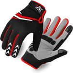 WESTWOOD FOX Full Finger Cycling Gloves with Padding for Men Women, Anti-Slip, Shock Absorbing, Breathable, Touchscreen Mountain Bike Gloves for BMX, MTB Riding, Road Racing, Bicycle (S, RED)