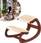 WUDLEP Kneeling Chair, Ergonomic Posture Chair, Wood Adjustable Rocking Knee with Soft Padding, Natural Relief for Neck or Back Pain for Home Office, Max Load 264 lb (Walnut Color)