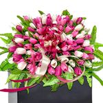 FLOWERIA Spring Flowers for Cemetery Grave Decoration Headstone Flower Saddle with Artificial Tulips, Large Size