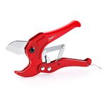 Sharp-tec PVC Tube Cutter 3-42mm, Aluminium Alloy Body with 65mm Blade for Cutting PVC, Plastic Pipes, Enduring Pipe Slice One-Hand Operated, Red