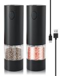 Electric Salt and Pepper Mill, Rechargeable Pepper Grinder, 2 PCS