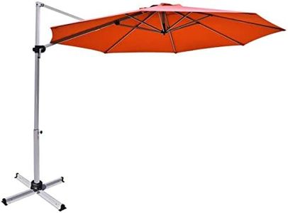 Costway 11ft Patio Offset Umbrella, Round Cantilever Umbrella with Heavy-Duty Aluminum Pole & 360° Rotation, Outdoor Market Umbrella with Crank Handle & Cross Base for Garden Backyard Pool