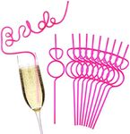 Large Bride Straw Bachelorette Party Decorations 11PCS Plastic Smoothie Straws Diamond Ring Straws Bride to Be Gift for Bridal Shower Wedding Engagement Supplies Pink