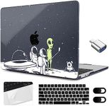 MEEgoodo for M3 MacBook Air 15 inch Case 2024 2023,Clear Case Fit Model A3114 A2941 with M3/M2, Laptop Hard Shell with Keyboard Cover & Camera Cover & OTG Adapter for 15.3-inch, Astronauts & Alien