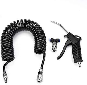 Heavy Duty Truck Air Blow Gun Cleaning, Black Air Duster Gun Pneumatic Wind Blowing Kit Set with Small EU Connector + PU Hose