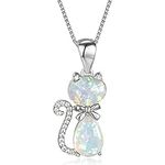 Opal Cat Necklace, 925 Sterling Sil