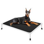 veehoo Chew Proof Elevated Dog Bed - Cooling Raised Pet Cot - Silver Aluminum Frame and Durable Textilene Mesh Fabric, Unique Designed No-Slip Feet for Indoor or Outdoor Use, Black, X Large