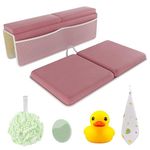 Sleepah Bath Kneeler and Elbow Kneeling Rest Pad Set for Baby Bathing – Waterproof Soft Memory Foam Mat Organizer Baby & Toddler Bath Time Toys Sponge (Pink)