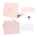 MOSISO Compatible with MacBook Air 13 inch Case 2021 2020 2019 2018 M1 A2337/2179/1932, Hard Shell for MacBook Air M1 Case 13.3 inch &Bag&Keyboard Skin&Webcam Cover&Screen Protector, Chalk Pink