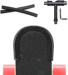 2 Pack Skateboard Deck Nose Guards and Tail Guards, Electric Longboard Edge Protector with Skateboard Tools, T-Type Skate Tool, YOUSHARES (Skateboard Guards (Black))