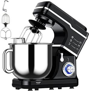 Stand Mixer, FlexWill 7.5QT Electric Food Mixer 10-Speed Tilt-Head Dough Mixer for Baking&Cake, with Stainless Steel Bowl, Whisk, Dough Hook, Beater, Splash Guard (660W) BLACK MC1 (VC-HMJ-2-HEI)