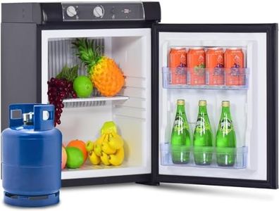 SMETA Frigo Camping Gaz 40L, Trimixte 12V 220V, Petit Bar Silencieux Mini Réfrigérateur pour Camping-Car, Caravane, Camion, Garage, Mobile-home, Noir