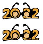 Beistle 50661-22GD 2 Piece Plastic Glasses Glittered Graduation Happy New Year Party Favors Supplies NYE Decorative Eyeglasses Eyewear Photo Booth Props for 2022, Gold/Black