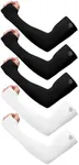 SHINYMOD 5 Pairs Compression Sleeves for Arms Cooling UV Sun Protection UPF 50 Arm Sleeve for Men Women
