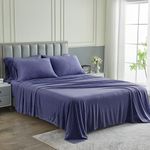 Pure Bedding Bed Sheets - Queen Sheet Set [6-Piece, Heather Navy] - Hotel Luxury 1800 Brushed Microfiber - Soft and Breathable - Deep Pocket Fitted Sheet, Flat Sheet, Pillow Cases